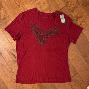 NWT John Varvatos Deep Red EMBROIDERED T-Shirt